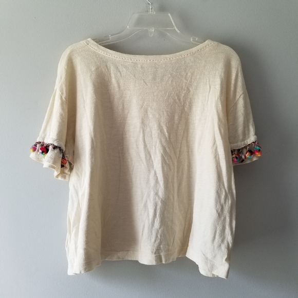 Anthropologie Lilka Cream Pom Pom Tee - Picture 9 of 9